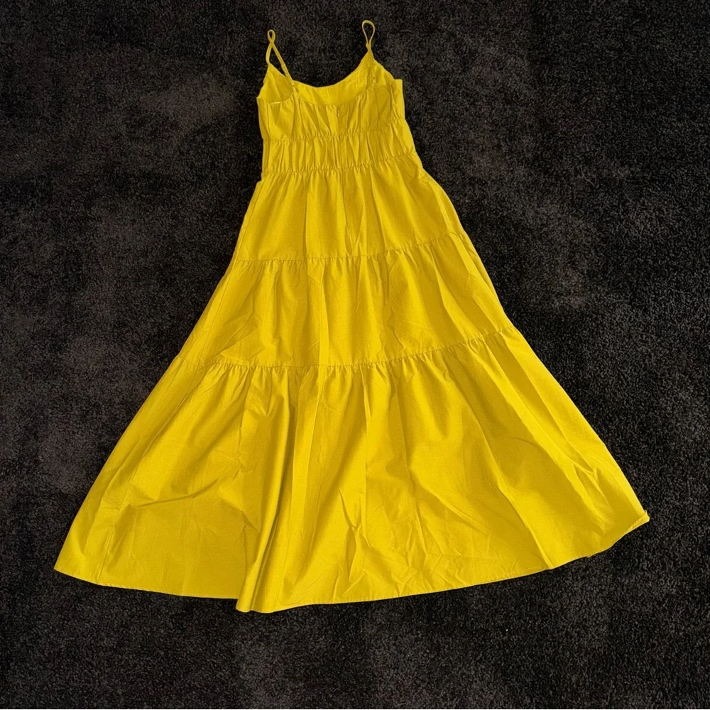 Express Tiered Maxi Dress Lime Green Smocked Strappy Summer XS - Picture 5 of 10